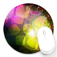 Plaid Star Light Color Rainbow Yellow Purple Pink Gold Blue Round Mousepads