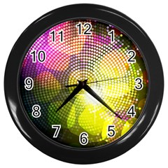 Plaid Star Light Color Rainbow Yellow Purple Pink Gold Blue Wall Clocks (black)