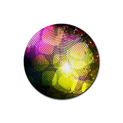 Plaid Star Light Color Rainbow Yellow Purple Pink Gold Blue Rubber Round Coaster (4 Pack) 