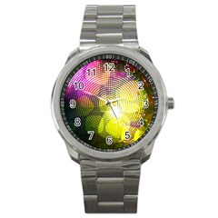 Plaid Star Light Color Rainbow Yellow Purple Pink Gold Blue Sport Metal Watch by Mariart