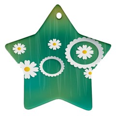 Sunflower Sakura Flower Floral Circle Green Ornament (star) by Mariart