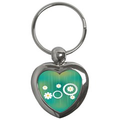 Sunflower Sakura Flower Floral Circle Green Key Chains (heart)  by Mariart