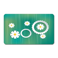 Sunflower Sakura Flower Floral Circle Green Magnet (rectangular)