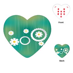 Sunflower Sakura Flower Floral Circle Green Playing Cards (heart)  by Mariart