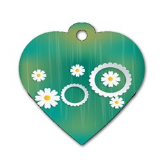 Sunflower Sakura Flower Floral Circle Green Dog Tag Heart (two Sides) by Mariart