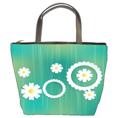 Sunflower Sakura Flower Floral Circle Green Bucket Bags by Mariart