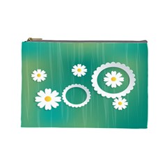 Sunflower Sakura Flower Floral Circle Green Cosmetic Bag (large)  by Mariart