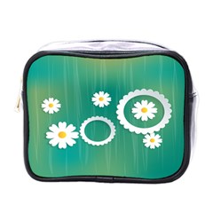 Sunflower Sakura Flower Floral Circle Green Mini Toiletries Bags by Mariart