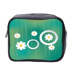 Sunflower Sakura Flower Floral Circle Green Mini Toiletries Bag 2-side by Mariart