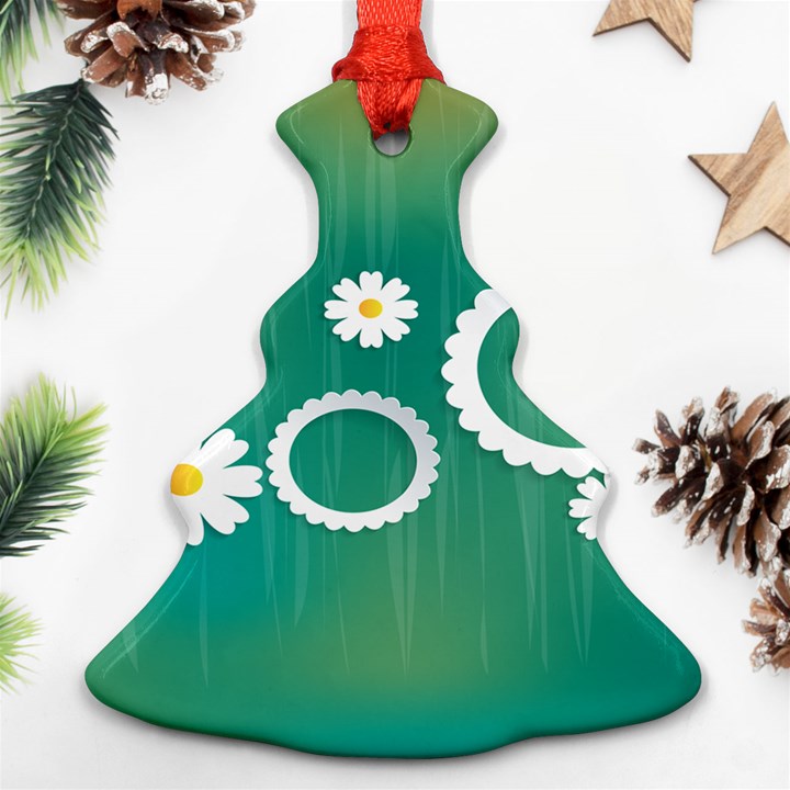 Sunflower Sakura Flower Floral Circle Green Ornament (Christmas Tree) 