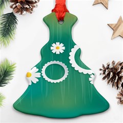 Sunflower Sakura Flower Floral Circle Green Christmas Tree Ornament (two Sides) by Mariart