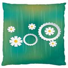 Sunflower Sakura Flower Floral Circle Green Large Cushion Case (two Sides) by Mariart