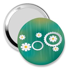 Sunflower Sakura Flower Floral Circle Green 3  Handbag Mirrors by Mariart