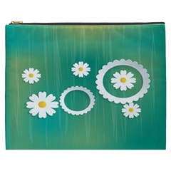 Sunflower Sakura Flower Floral Circle Green Cosmetic Bag (xxxl)  by Mariart