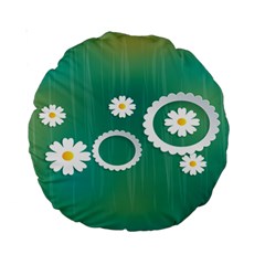 Sunflower Sakura Flower Floral Circle Green Standard 15  Premium Round Cushions by Mariart