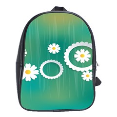 Sunflower Sakura Flower Floral Circle Green School Bags (xl)  by Mariart