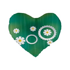 Sunflower Sakura Flower Floral Circle Green Standard 16  Premium Heart Shape Cushions by Mariart