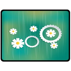 Sunflower Sakura Flower Floral Circle Green Double Sided Fleece Blanket (large)  by Mariart