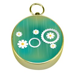 Sunflower Sakura Flower Floral Circle Green Gold Compasses by Mariart