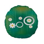 Sunflower Sakura Flower Floral Circle Green Standard 15  Premium Flano Round Cushions Back