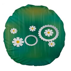 Sunflower Sakura Flower Floral Circle Green Large 18  Premium Flano Round Cushions by Mariart