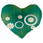 Sunflower Sakura Flower Floral Circle Green Large 19  Premium Flano Heart Shape Cushions Front