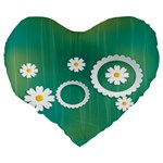 Sunflower Sakura Flower Floral Circle Green Large 19  Premium Flano Heart Shape Cushions Back