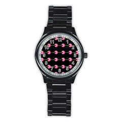 Wallpaper Pacman Texture Bright Surface Stainless Steel Round Watch by Mariart