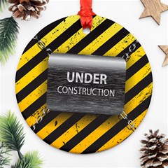 Under Construction Sign Iron Line Black Yellow Cross Ornament (round) by Mariart