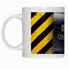 Under Construction Sign Iron Line Black Yellow Cross White Mugs by Mariart