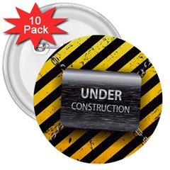 Under Construction Sign Iron Line Black Yellow Cross 3  Buttons (10 Pack)  by Mariart