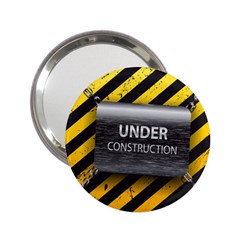 Under Construction Sign Iron Line Black Yellow Cross 2 25  Handbag Mirrors