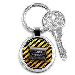 Under Construction Sign Iron Line Black Yellow Cross Key Chains (round)  by Mariart