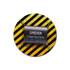 Under Construction Sign Iron Line Black Yellow Cross Rubber Coaster (round)  by Mariart