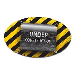 Under Construction Sign Iron Line Black Yellow Cross Oval Magnet by Mariart