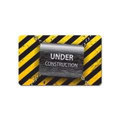 Under Construction Sign Iron Line Black Yellow Cross Magnet (name Card) by Mariart