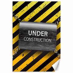 Under Construction Sign Iron Line Black Yellow Cross Canvas 12  X 18   by Mariart