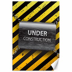 Under Construction Sign Iron Line Black Yellow Cross Canvas 20  X 30   by Mariart