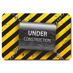 Under Construction Sign Iron Line Black Yellow Cross Large Doormat  by Mariart