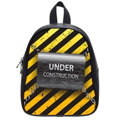 Under Construction Sign Iron Line Black Yellow Cross School Bags (small)  by Mariart