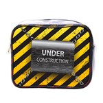 Under Construction Sign Iron Line Black Yellow Cross Mini Toiletries Bags Front