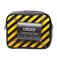 Under Construction Sign Iron Line Black Yellow Cross Mini Toiletries Bag 2-side by Mariart