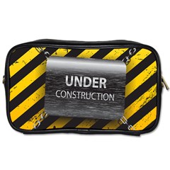 Under Construction Sign Iron Line Black Yellow Cross Toiletries Bags by Mariart