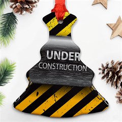 Under Construction Sign Iron Line Black Yellow Cross Ornament (christmas Tree)  by Mariart