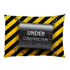 Under Construction Sign Iron Line Black Yellow Cross Pillow Case (two Sides) by Mariart