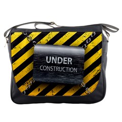 Under Construction Sign Iron Line Black Yellow Cross Messenger Bags by Mariart