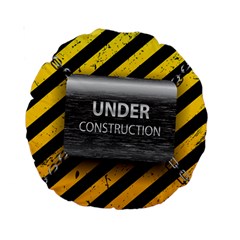 Under Construction Sign Iron Line Black Yellow Cross Standard 15  Premium Round Cushions by Mariart