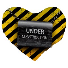 Under Construction Sign Iron Line Black Yellow Cross Large 19  Premium Flano Heart Shape Cushions by Mariart