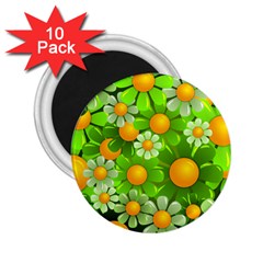 Sunflower Flower Floral Green Yellow 2 25  Magnets (10 Pack) 