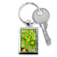 Sunflower Flower Floral Green Yellow Key Chains (rectangle)  by Mariart